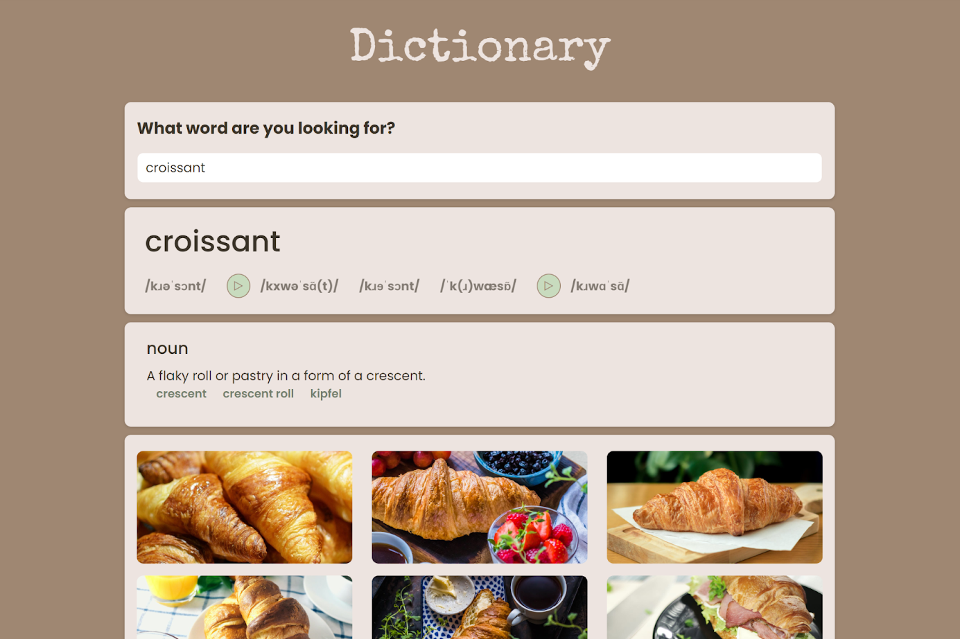 Screenshot of Dictionary App