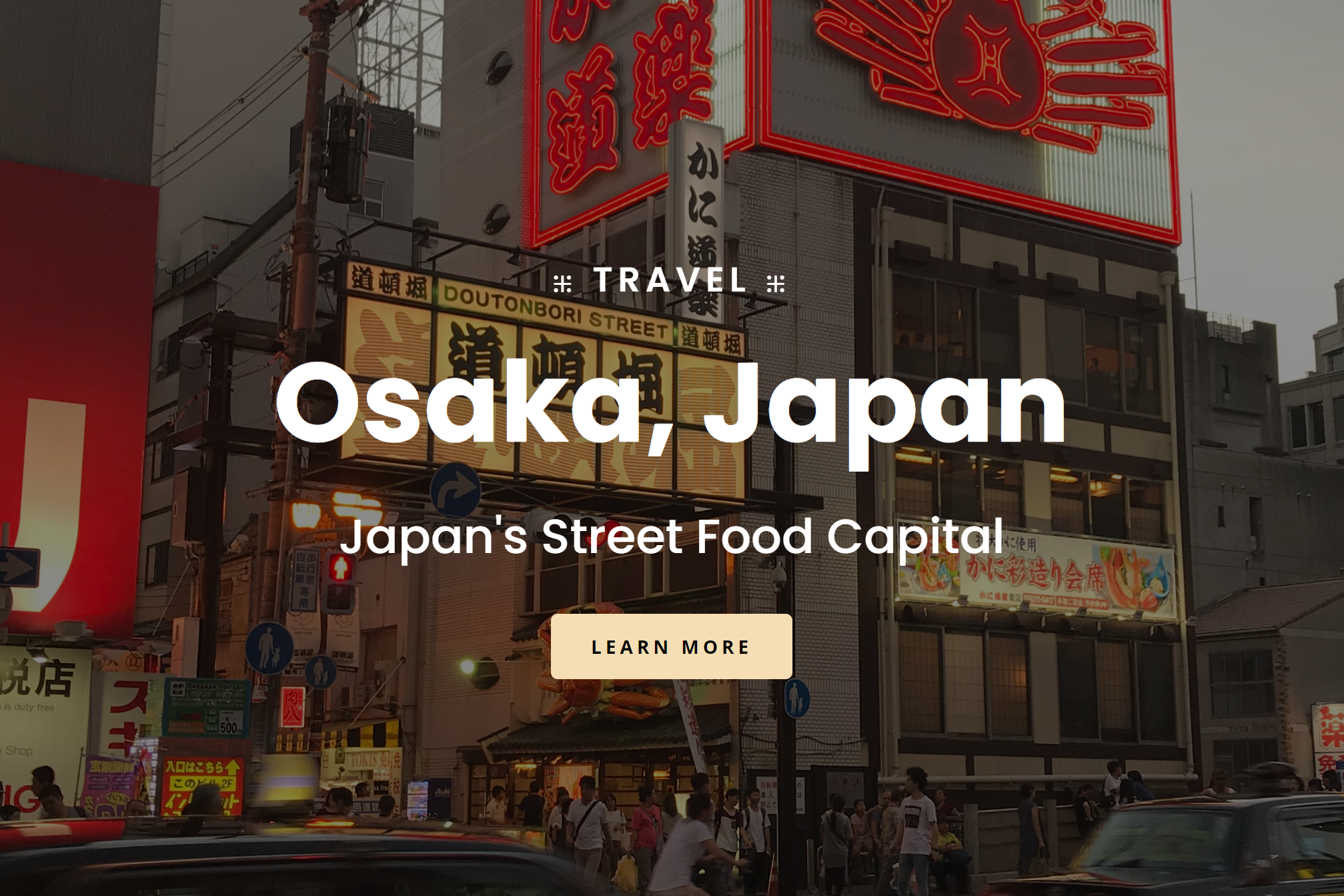 Screenshot of Osaka Landing Page