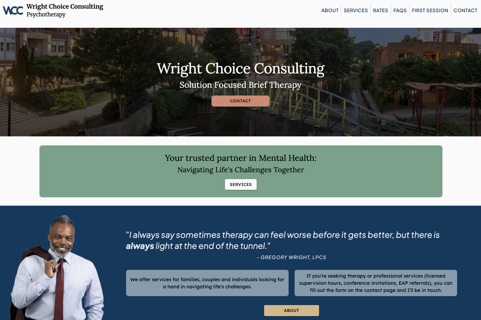 Screenshot of Wright Choice Consulting Homepage