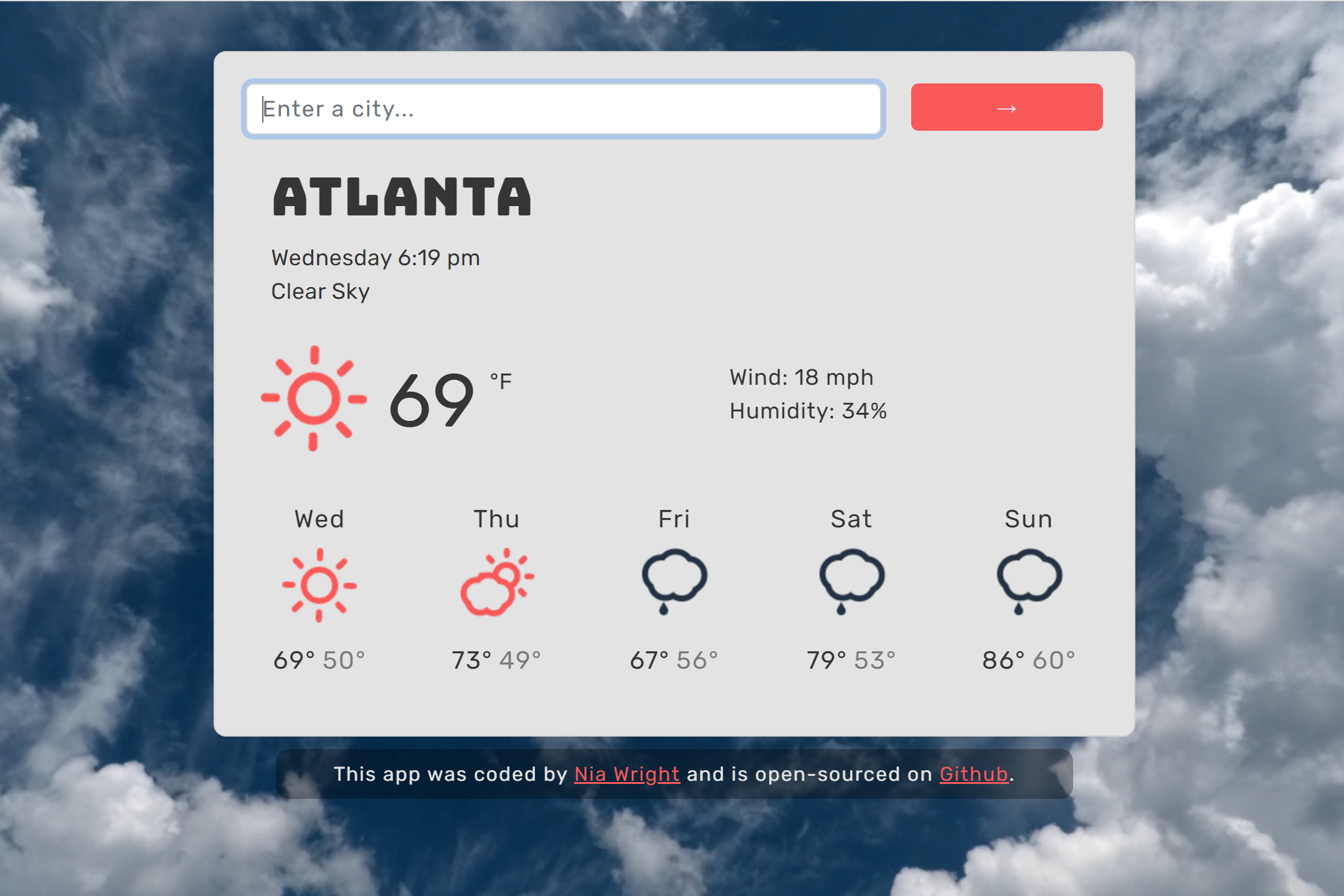 screenshot of Weather App